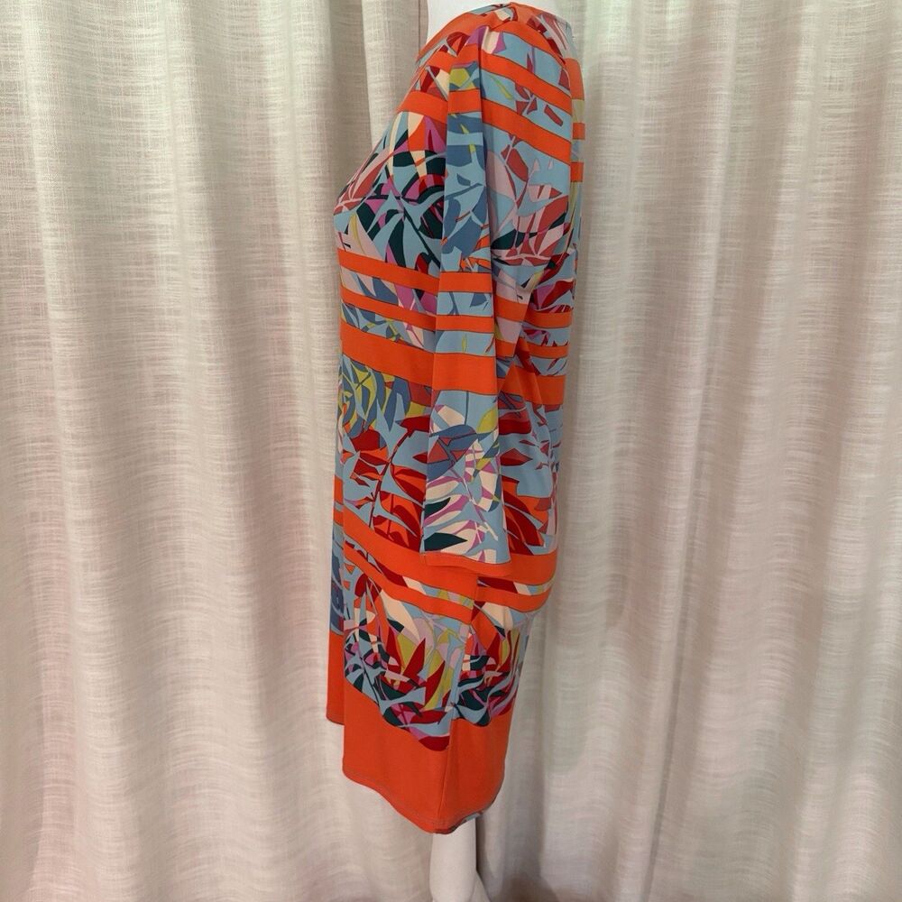 BCBGMaxAzria Colorful Striped Tropical 3/4‎ sleeve Shift Dress size XS Vacation - Picture 14 of 16